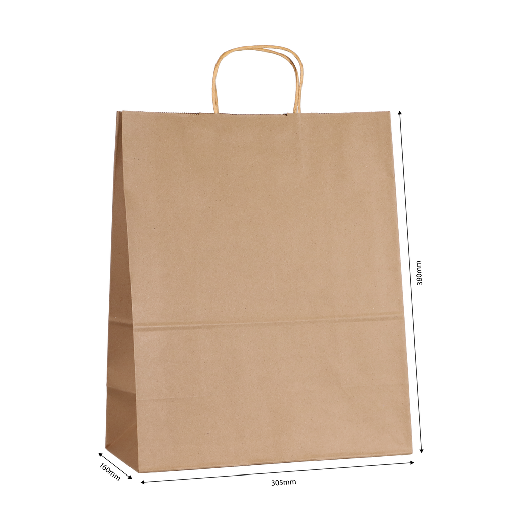 Large Kraft Paper Bag with Twist Handle | 305x160x380mm