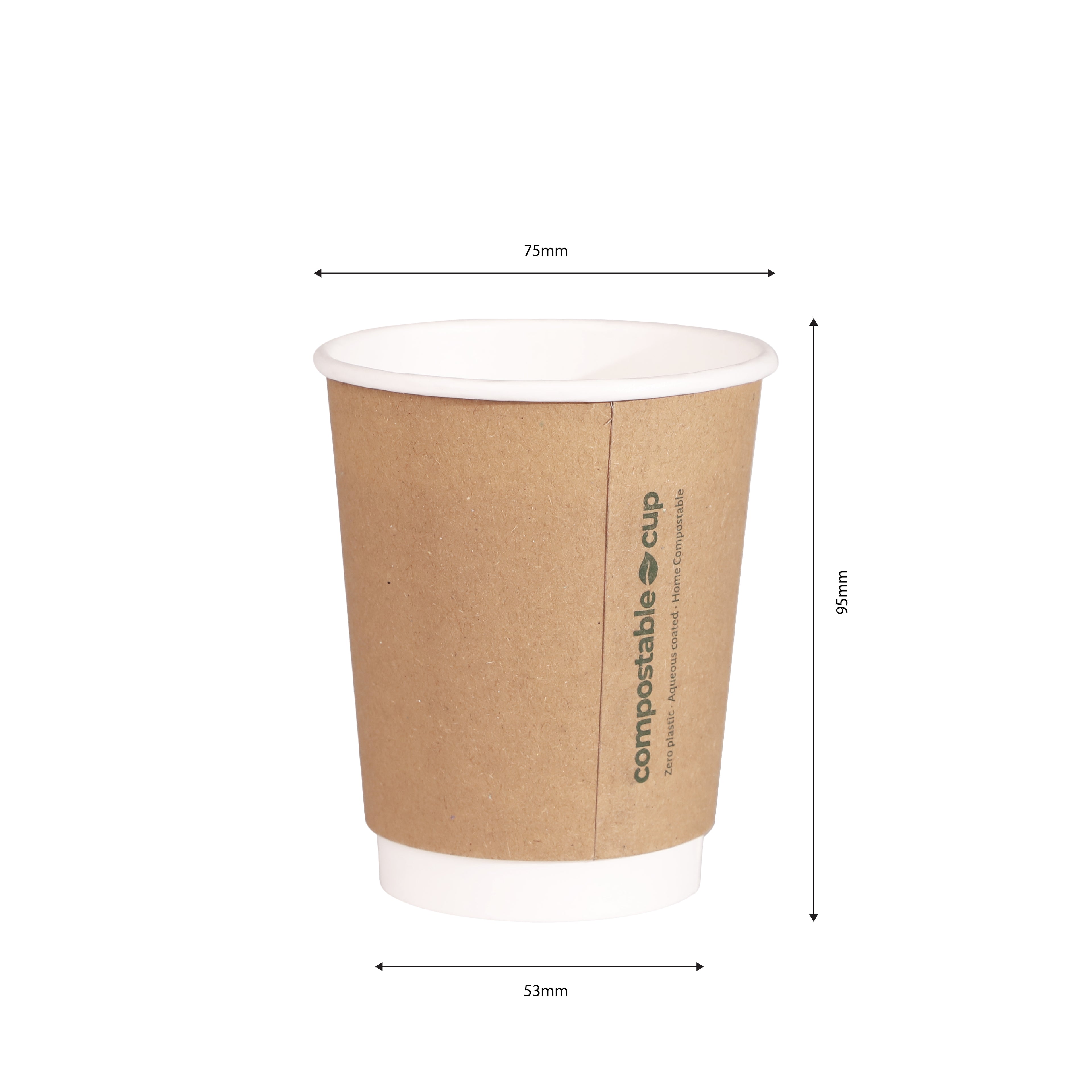 250ml Kraft Double Wall Compostable Coffee Cup