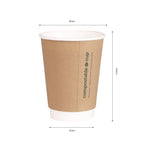 350ml Kraft Double Wall Compostable Coffee Cup