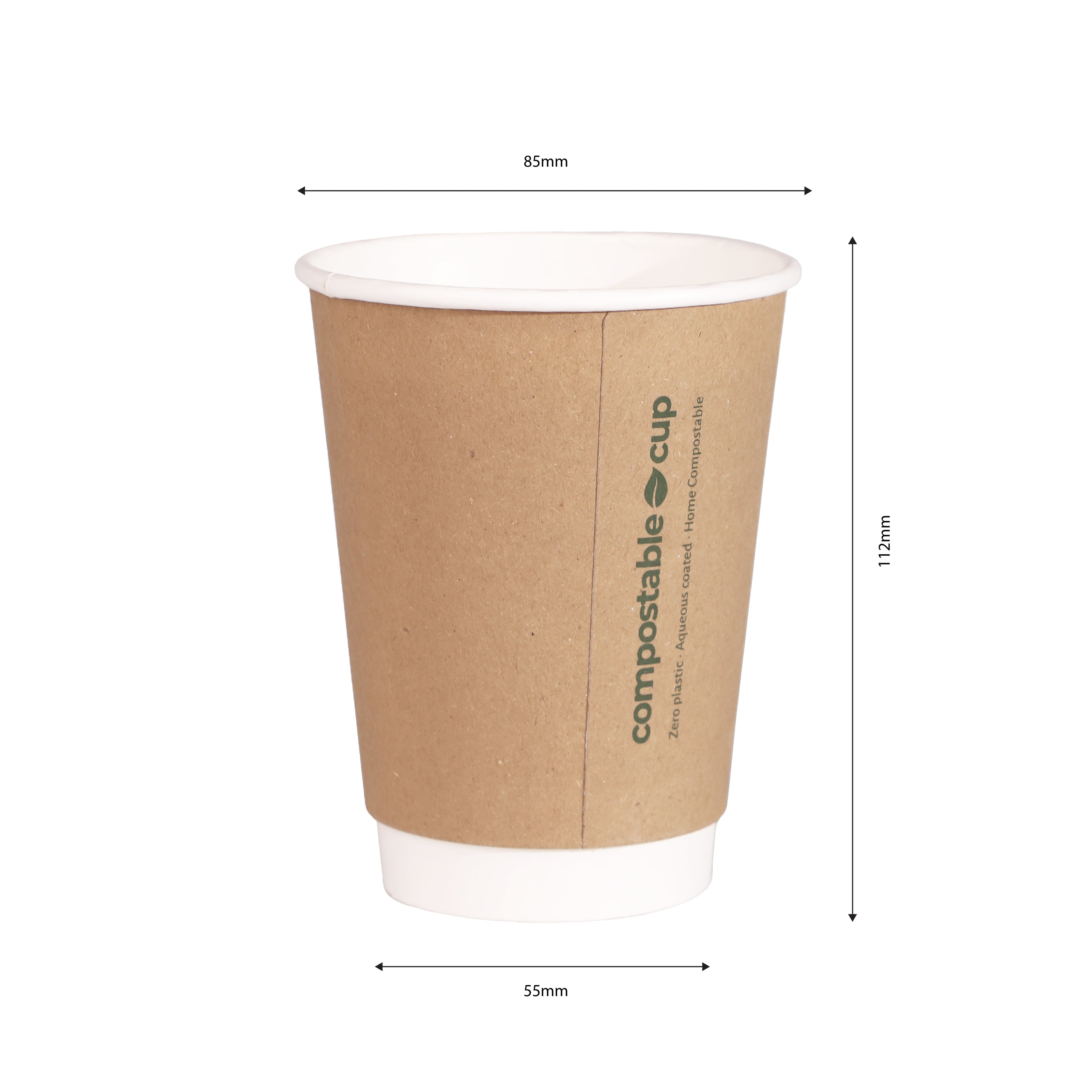 350ml Kraft Double Wall Compostable Coffee Cup