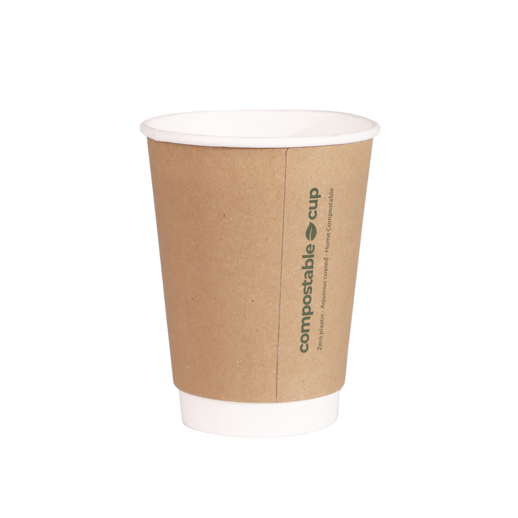 350ml Kraft Double Wall Compostable Coffee Cup