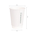 350ml White Double Wall Compostable Coffee Cup