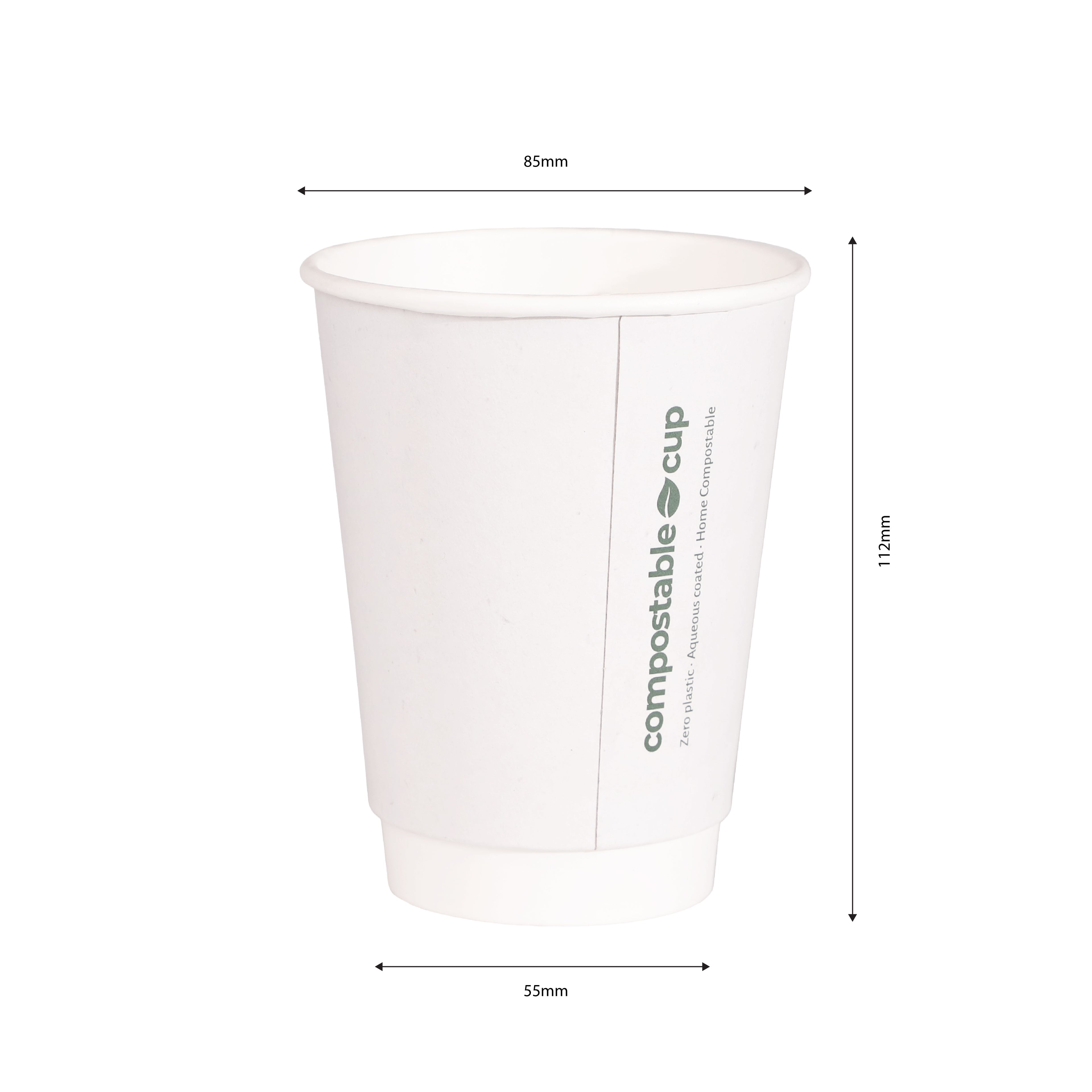350ml White Double Wall Compostable Coffee Cup
