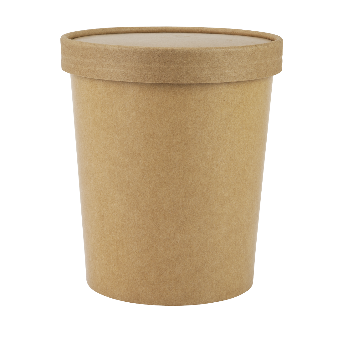 1000ml Kraft Brown Paper Ice Cream Tub & Lid | Viro Packaging Solutions