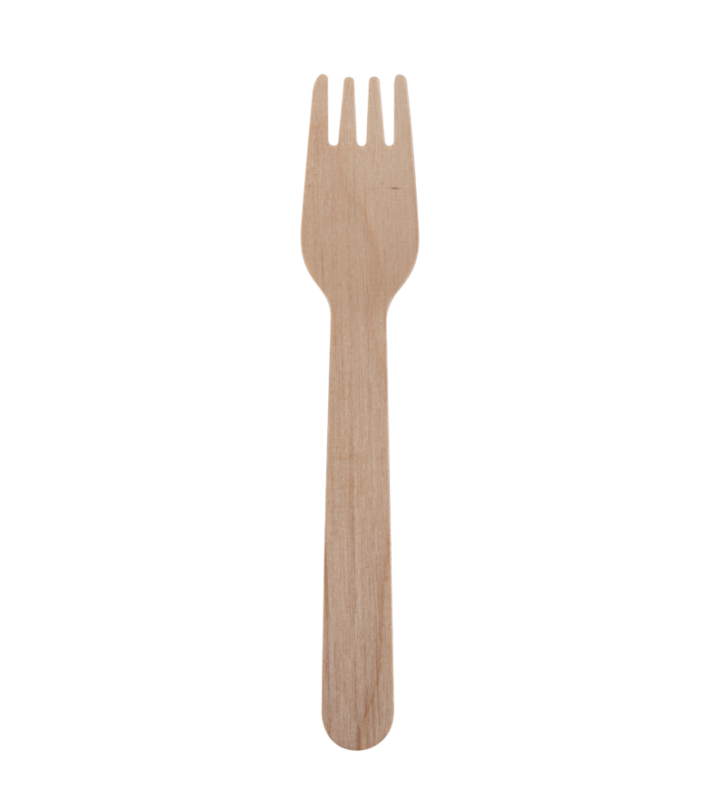 A 16cm light brown birchwood fork.