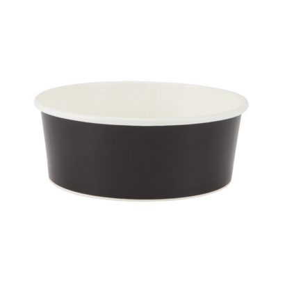 A 700ml black eco-friendly virgin paper salad bowl.