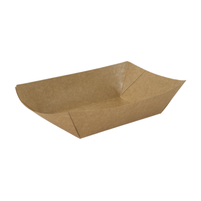 A 680ml Kraft Brown Recyclable Food Tray.