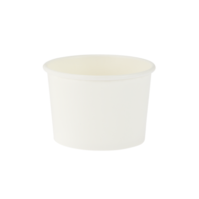 A white 350ml virgin paper recyclable ice cream tub.