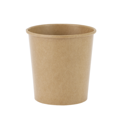 A brown 500ml Kraft recyclable ice cream tub.