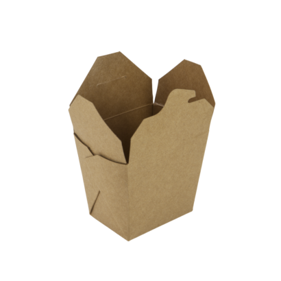 A 500ml Kraft brown recyclable noodle box.