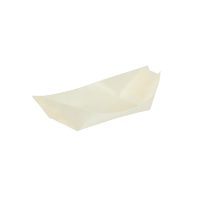 A compostable bamboo food boat sized 190x95 millimetres.