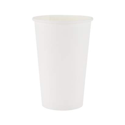 A white 500ml kraft recyclable coffee cup.