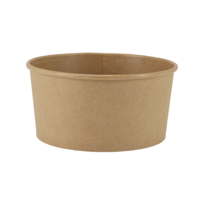 A 1000ml brown kraft eco-responsible virgin paper salad bowl.