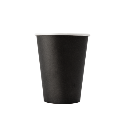 A black 350ml recyclable coffee cup.