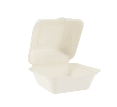 800ml White Compostable Hamburger Clamshell